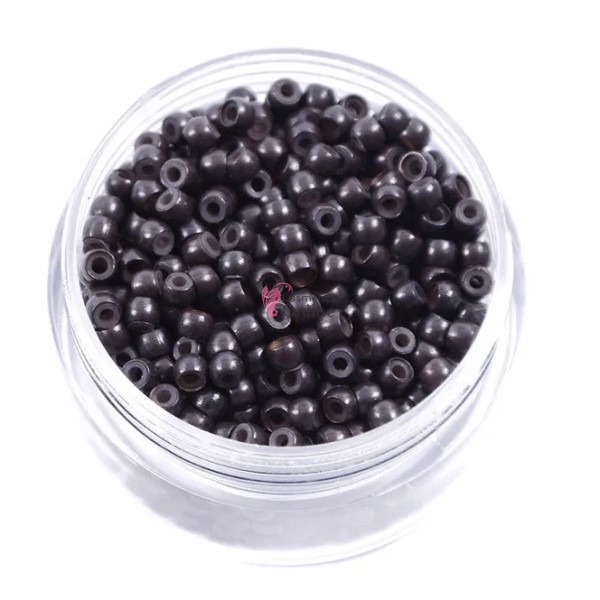 Inele Micronano Rings cu silicon pentru extensii de par 100 bucati Saten Inchis NRG08